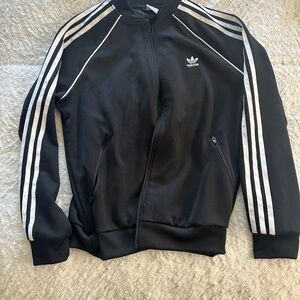 Adidas Black and White Striped zip up